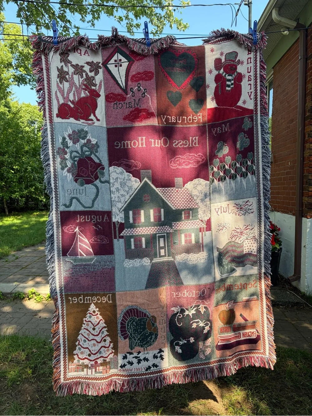 Source Unknown Pink & Gray 'Bless Our Home' Seasonal Throw Blanket with